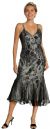 Main image of Medium Length Flared Beaded Formal Cocktail Dress