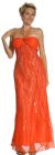 Main image of Shirred Bodice Beaded Long Formal Prom Dress