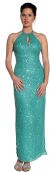 Halter Neck Sequined Cocktail Dress in Emerald Green