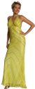 Crossed Bare Back Multi Beaded Formal Gown in Yellow Gold