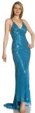 Main image of Crossed Bare Back Multi Beaded Formal Gown