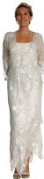 Mettalic Leafy Formal Mother of the Bride Dress with Jacket in Ivory color with Jacket