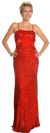 Main image of Shimmer Spaghetti Strap Formal Dress with Brooch