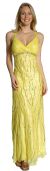 Deep V-Neck Crossed Back Sequined Long Formal Prom Dress in Lemon