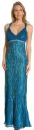 Main image of Deep V-Neck Crossed Back Sequined Long Formal Prom Dress