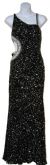 Single Shoulder Beaded Prom Dress in Black/Silver