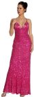 Swirled Design Bodice Formal Prom Dress in Fuchsia