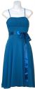 Tea Length Ribbon Party Dress in Still Blue color