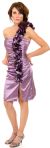 Main image of Glossy Short Party Dress With Shoulder Applique  
