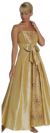 A-line Ribbon Bow Beaded Prom Dress in Gold color