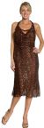 Halter Neck Knee Length Sequined Cocktail Dress in Copper