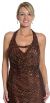 Halter Neck Knee Length Sequined Cocktail Dress in closeup