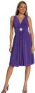 Main image of V-neck Short Party Dress with Brooch on Waistline