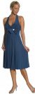 Halter Neck Pleated Party Dress in Teal color
