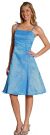 A-line Knee length Party Dress with Shimmery Floral Pattern in Turquoise color