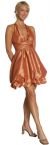 Halter Neck Short Bubble Party Dress in Taffeta in Rust color