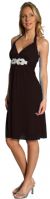 Halter Neck Rhinestones Belt Short Party Dress in Black