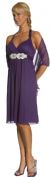 Halter Neck Rhinestones Belt Short Party Dress in Purple