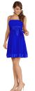 Shirred & Ribbon Short Party Dress in Royal Blue color