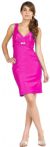 Figure Hugging Empire Cut Party Dress in Fuchsia color