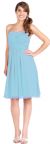 Shirred Party Dress with Spaghetti Straps in Aqua color