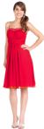 Shirred Party Dress with Spaghetti Straps in Dark Red color