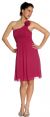 Main image of Single Shoulder Pleated Short Party with Flower Applique