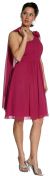 Single Shoulder Pleated Short Party with Flower Applique in alternative view