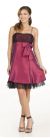 Mesh & Ribbon Prom Dress with Spaghetti Straps in Plum
