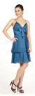 Satin Bow Bodice Prom Dress with Cascading Skirt in Dark Teal