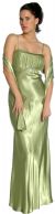 Pleated Bodice Empire Formal Prom Dress in Lime Green color