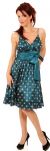 Short Fluffy Polka Dot Party Dress in teal