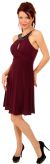 Ornate Covered Neckline Short Cocktail Dress in Plum