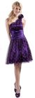 Single Shoulder Polka Dot Party Dress with Flower Applique in alternative image