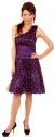 Main image of Single Shoulder Polka Dot Party Dress with Flower Applique