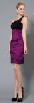 Knee Length One-Shoulder Cocktail Dress in Black/Plum
