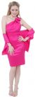 One-Shoulder Bow Accent Cocktail Party Dress in Fuchsia