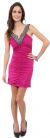 Main image of Ruched Short Dress With Embellished Neckline