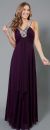 Long Formal Dress With Embellished Neckline in Plum