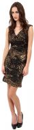 Metallic Animal Print Short Dress in Black/Gold