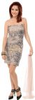Metallic Animal Print Short Prom Dress in Beige/Gold