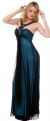 Full Length Formal Dress with Embellished Neck Accents in Black/Blue