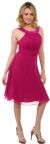 Embellished Boatneck Short  Bridesmaid Party Dress  in Magenta