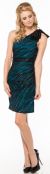 Main image of Glittery One Shoulder Party Dress with Bow Applique