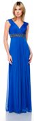 Main image of Cap Sleeve Long Formal Dress with Beaded Waist