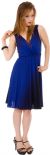V-neck Short Sleeveless dress with Braid at waist in Royal Blue