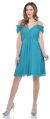 Main image of A-Line Short Party Dress with Off-Shoulder Sleeves