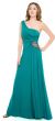 Main image of One Shoulder Jersey Long Formal Dress with Sash on side 