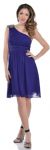Main image of One Shoulder Short Party Dress with Sash at Back