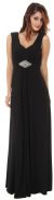 V-Neck Cap Sleeves Empire Cut Long Formal Dress in Black